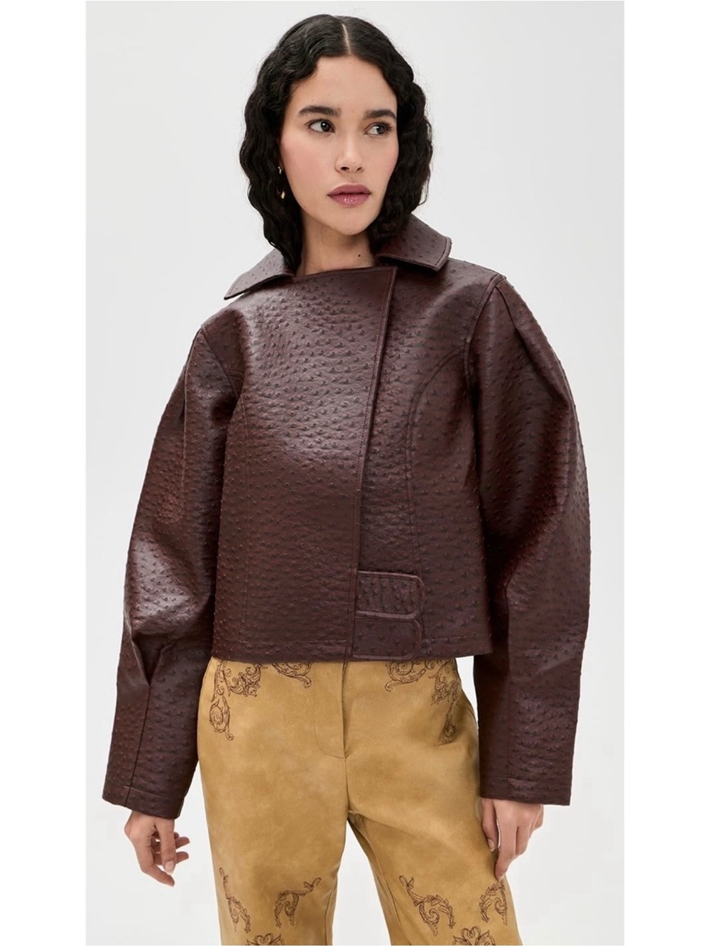 NWT Yellow The Label Olsen Ostrich Jacket Brown XS